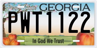 GA license plate PWT1122