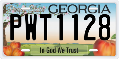 GA license plate PWT1128