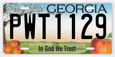 GA license plate PWT1129