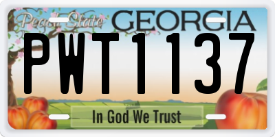 GA license plate PWT1137