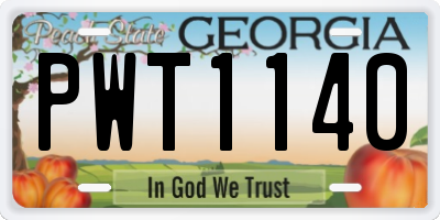 GA license plate PWT1140