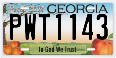 GA license plate PWT1143