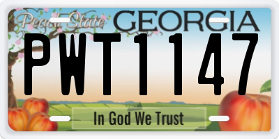 GA license plate PWT1147