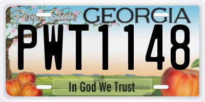 GA license plate PWT1148