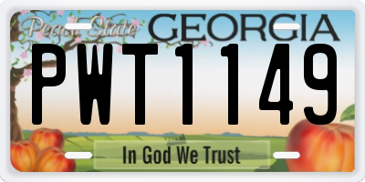 GA license plate PWT1149