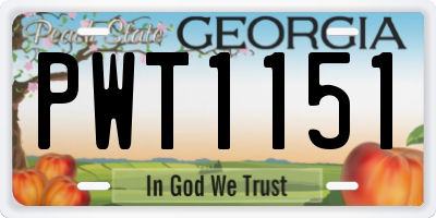 GA license plate PWT1151