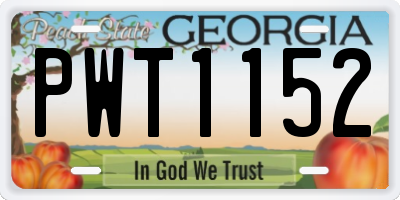 GA license plate PWT1152
