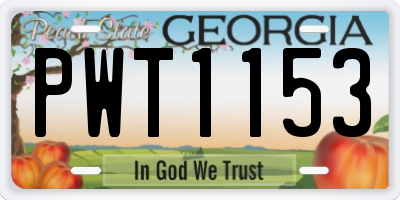 GA license plate PWT1153