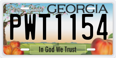 GA license plate PWT1154