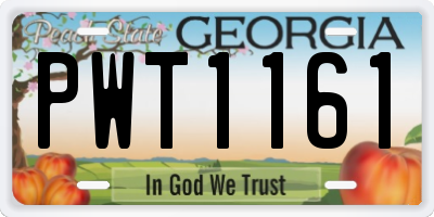 GA license plate PWT1161