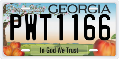 GA license plate PWT1166