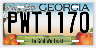 GA license plate PWT1170