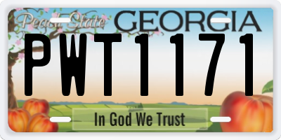 GA license plate PWT1171