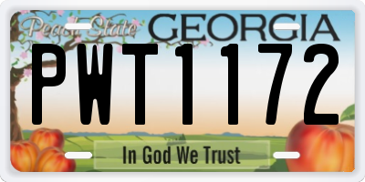 GA license plate PWT1172