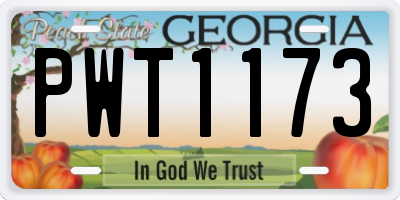 GA license plate PWT1173