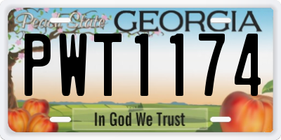 GA license plate PWT1174