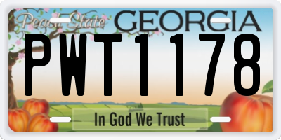 GA license plate PWT1178