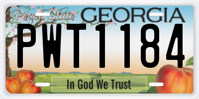 GA license plate PWT1184