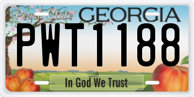 GA license plate PWT1188