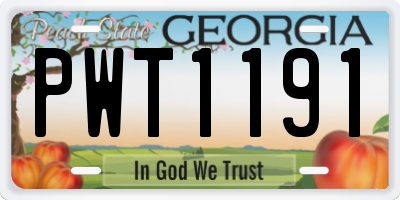 GA license plate PWT1191