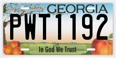 GA license plate PWT1192