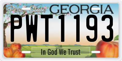 GA license plate PWT1193