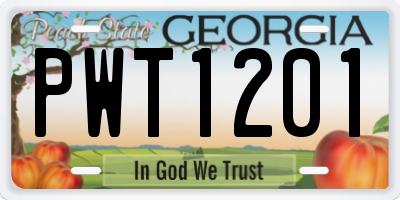 GA license plate PWT1201