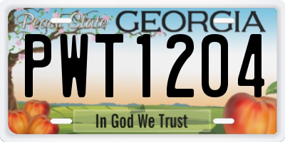 GA license plate PWT1204
