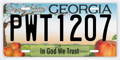 GA license plate PWT1207
