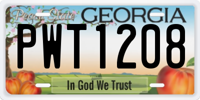GA license plate PWT1208