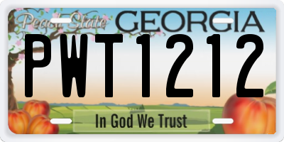 GA license plate PWT1212