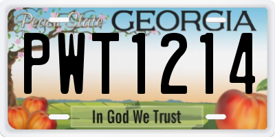 GA license plate PWT1214