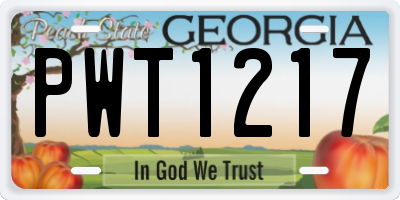 GA license plate PWT1217
