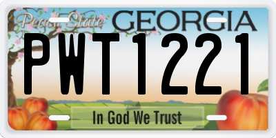 GA license plate PWT1221