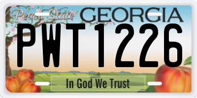 GA license plate PWT1226