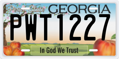 GA license plate PWT1227