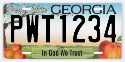 GA license plate PWT1234