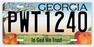 GA license plate PWT1240