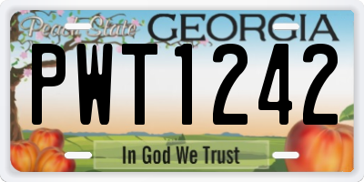 GA license plate PWT1242