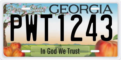 GA license plate PWT1243