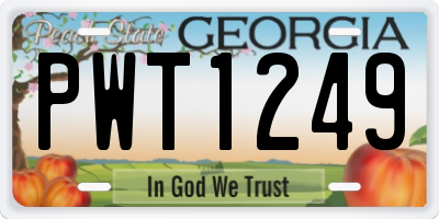 GA license plate PWT1249