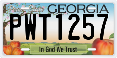 GA license plate PWT1257