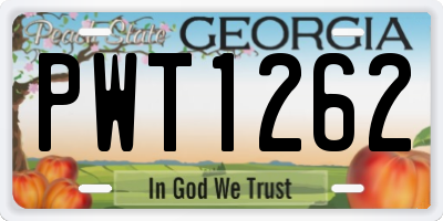 GA license plate PWT1262