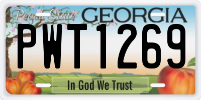 GA license plate PWT1269