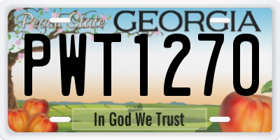 GA license plate PWT1270