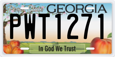 GA license plate PWT1271
