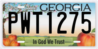 GA license plate PWT1275