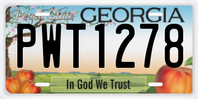 GA license plate PWT1278