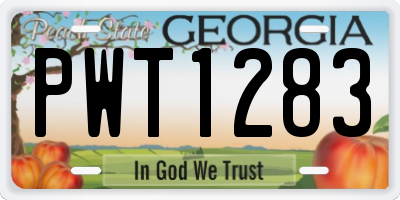 GA license plate PWT1283