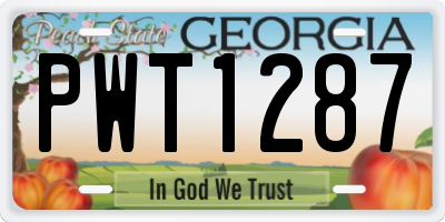 GA license plate PWT1287